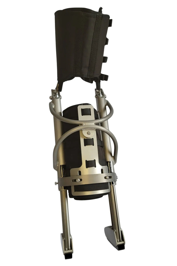XLEG hands free knee crutch alternative — metal frame with adjustable thigh cuff, full back view, USA and Canada