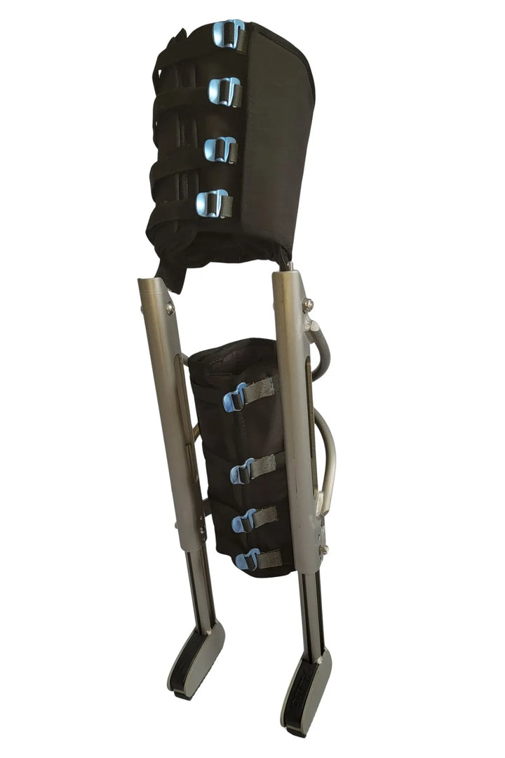 XLEG hands free knee crutch alternative — metal frame with adjustable thigh cuff, front view, USA and Canada